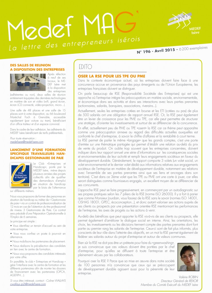 “OSER LA RSE POUR LES TPE OU PME” – Valérie ROBIN, Medef MAG